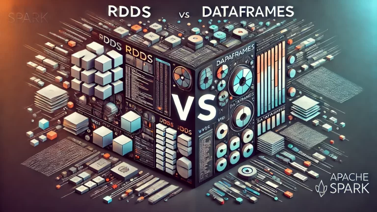 Ilustración comparativa entre RDDs y DataFrames en Apache Spark, destacando las diferencias en enfoque, optimización y estructura de datos.